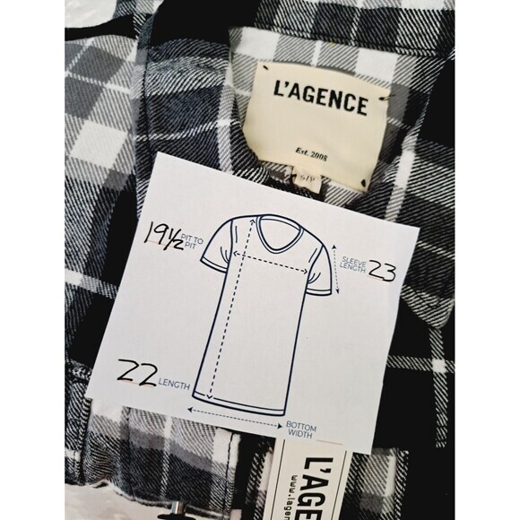 L' AGENCE Celine Soft Jean Denim Jacket Black White‎ Size Small - Picture 2 of 7